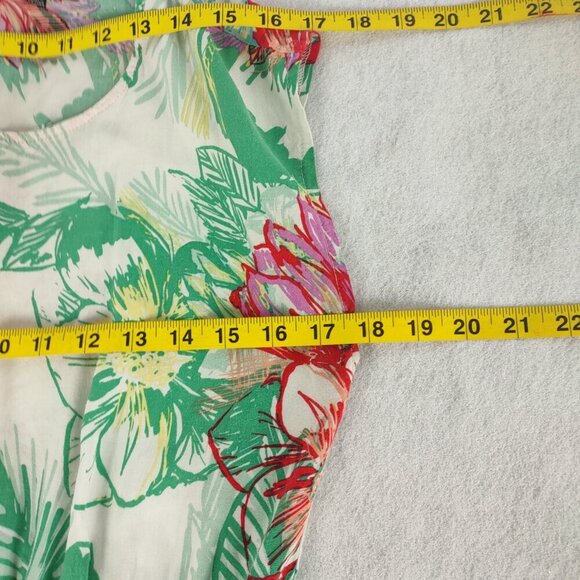 BeBop Red Green Floral Sleeveless Fit Flare Zip Back Knit Midi Dress Size XL - Picture 9 of 12